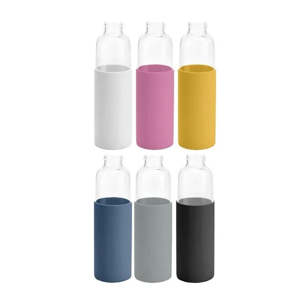 19 oz. Glass Water Bottle with Bamboo Lid & Silicone Sleeve