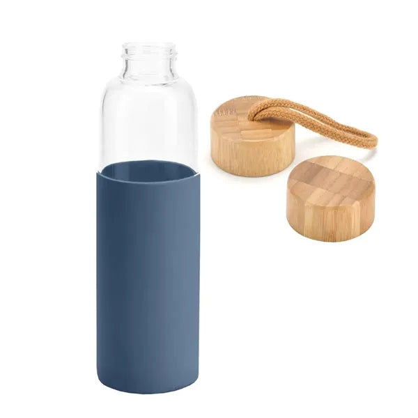 19 oz. Glass Water Bottle with Bamboo Lid & Silicone Sleeve
