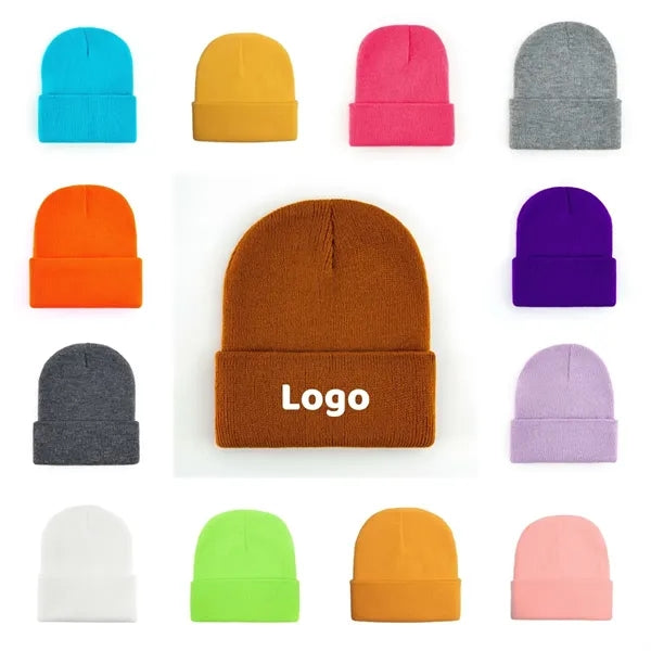 Unisex Cozy Winter Skull Knit Beanie With Cuffs