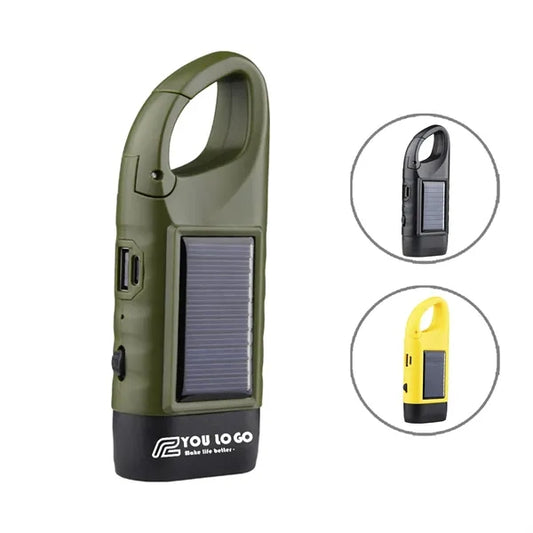 Mini Hand Crank Solar Rechargeable LED Torch Light Lamp