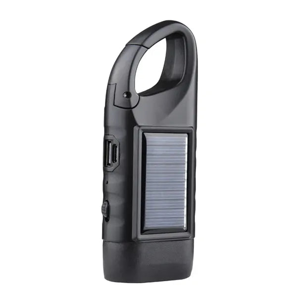 Mini Hand Crank Solar Rechargeable LED Torch Light Lamp