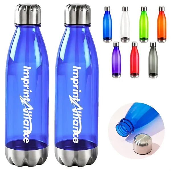 24 oz. Clear Plastic Sports Bottle with Steel Base