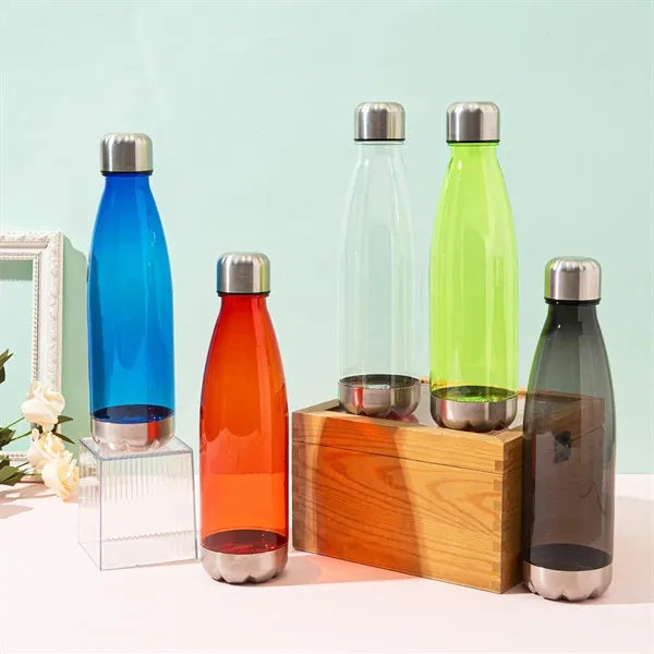 24 oz. Clear Plastic Sports Bottle with Steel Base