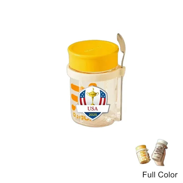 13.5 oz Glass Oatmeal & Yogurt Jar with Lid & Spoon