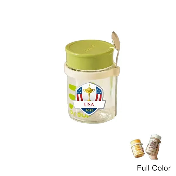 13.5 oz Glass Oatmeal & Yogurt Jar with Lid & Spoon