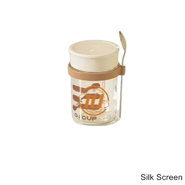 13.5 oz Glass Oatmeal & Yogurt Jar with Lid & Spoon
