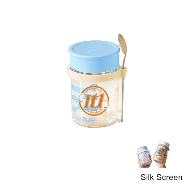 13.5 oz Glass Oatmeal & Yogurt Jar with Lid & Spoon