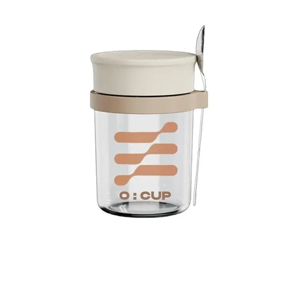 13.5 oz Glass Oatmeal & Yogurt Jar with Lid & Spoon