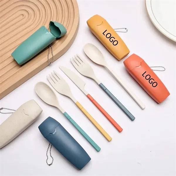 Eco-Friendly Wheat Straw Portable Travel Utensil Set