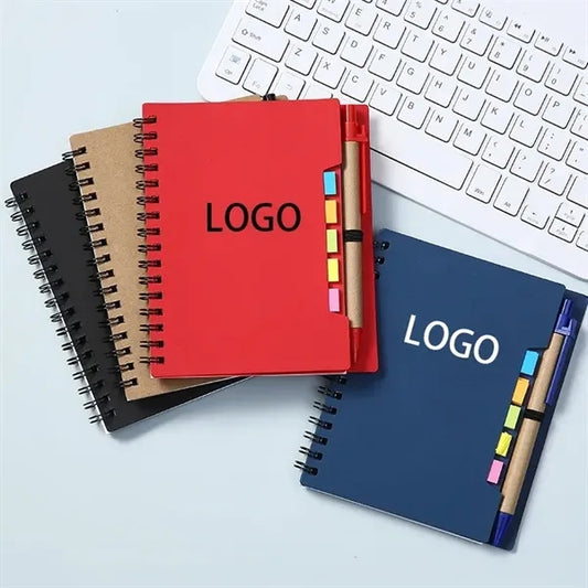 Spiral Notebook with Sticky Notes and Pen