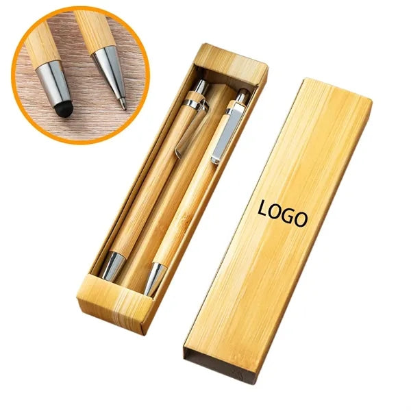 2-in-1 Bamboo Ballpoint & Touch Pen Set