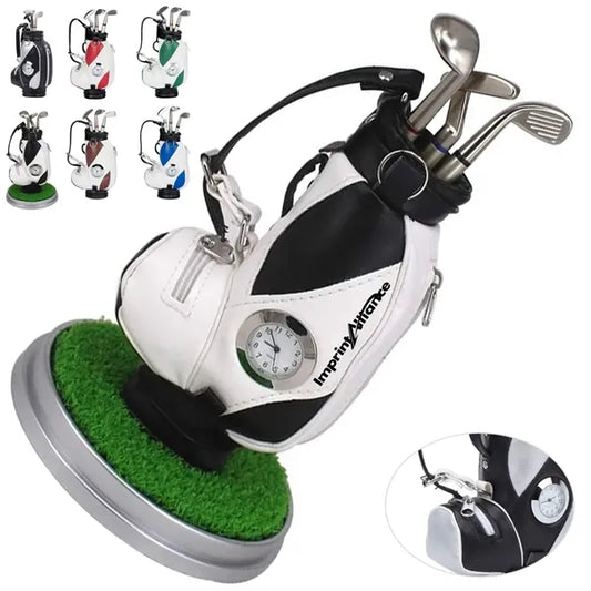 Creative Golf Bag Pen Holder with Mini Clock