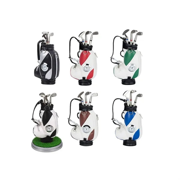 Creative Golf Bag Pen Holder with Mini Clock