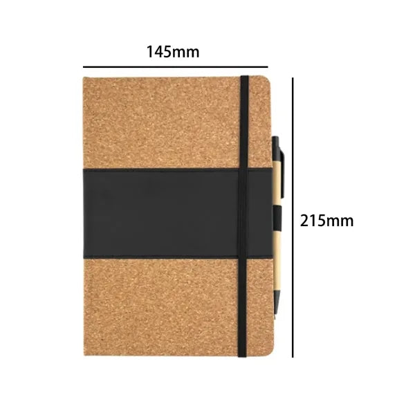 Cork and PU Leather Notebook with Pen Holder and Custom Logo