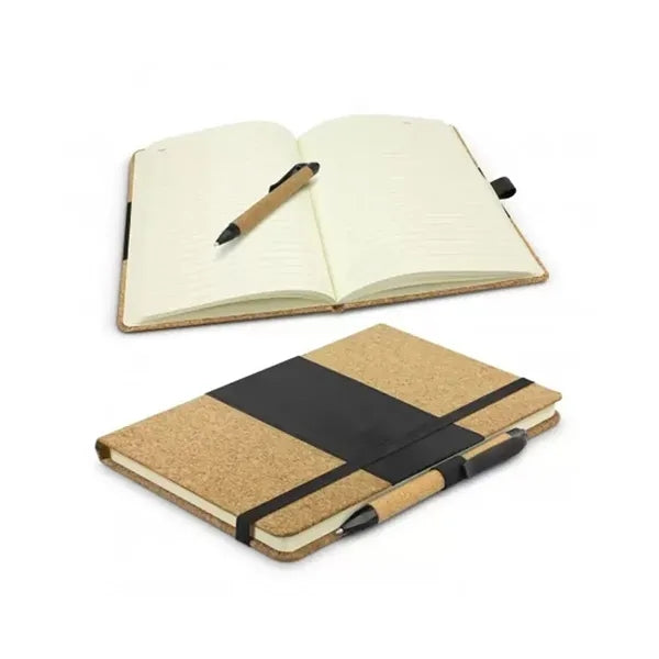 Cork and PU Leather Notebook with Pen Holder and Custom Logo