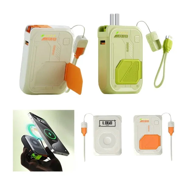 10000mAh 22.5W Fast Charging Power Bank With Built-In Cables
