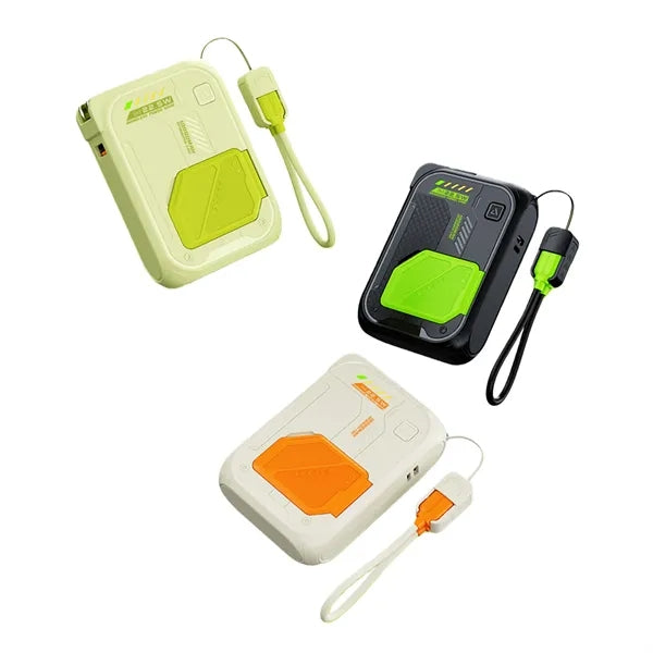 10000mAh 22.5W Fast Charging Power Bank With Built-In Cables