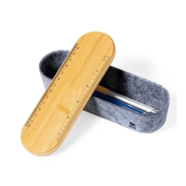 Eco-Friendly RPET Felt Pencil Case with Bamboo Lid