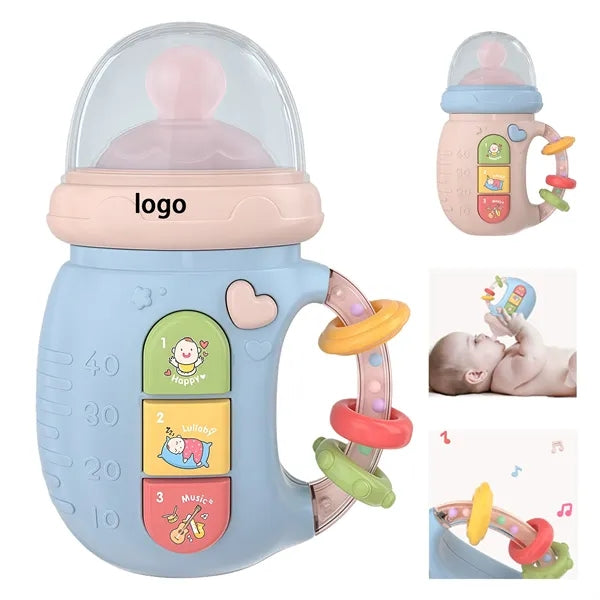 Musical Baby Bottle Toy with Teether & Light-Up Rattle
