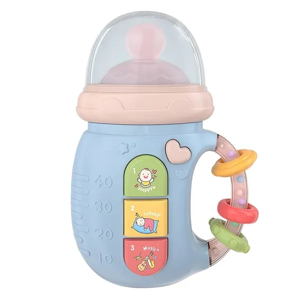 Musical Baby Bottle Toy with Teether & Light-Up Rattle
