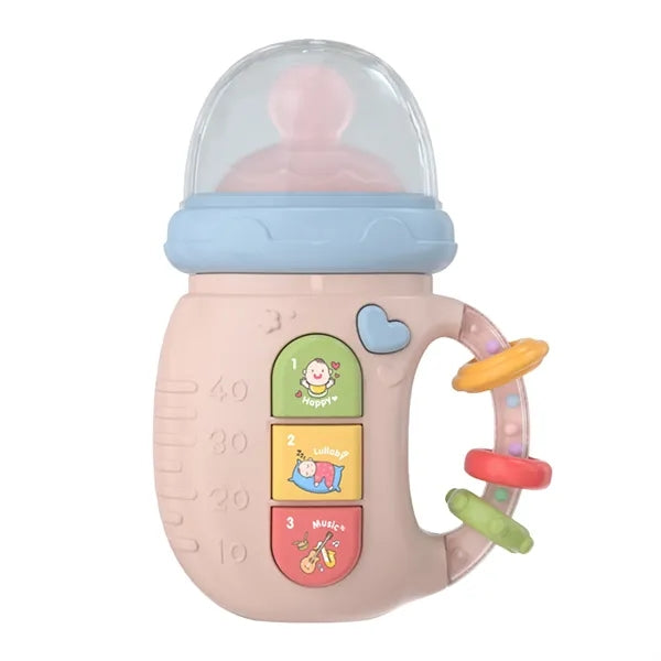 Musical Baby Bottle Toy with Teether & Light-Up Rattle
