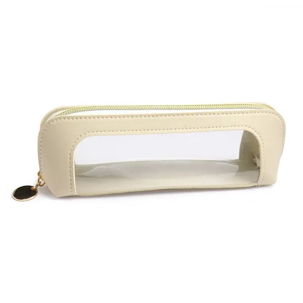 PU Leather Pencil Pouch with Long Zip Opening