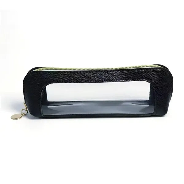PU Leather Pencil Pouch with Long Zip Opening