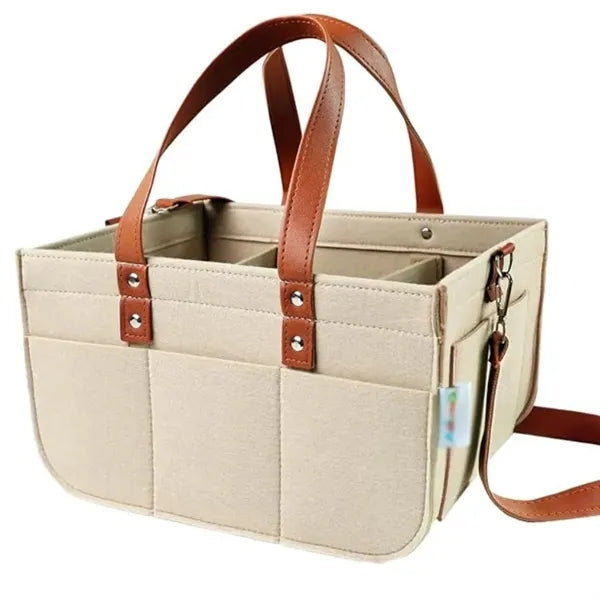 Multiple Compartments Felt Baby Diaper Caddy Organizer