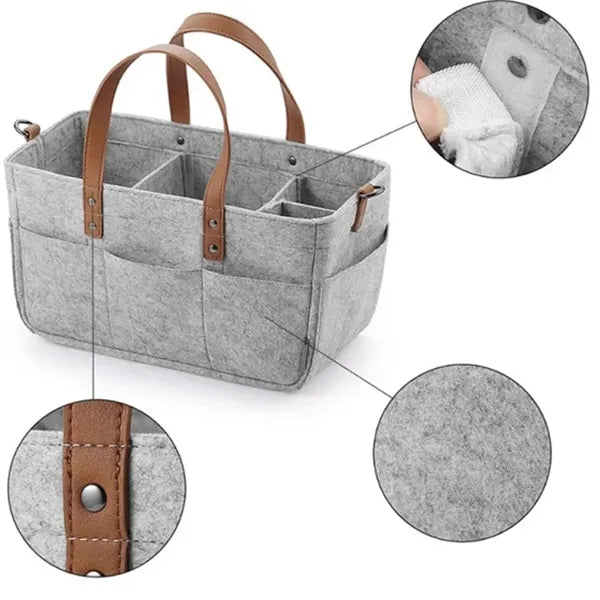 Multiple Compartments Felt Baby Diaper Caddy Organizer