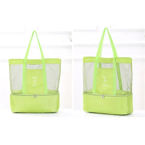 Detachable Mesh Beach Tote Bags with Cooler Compartment