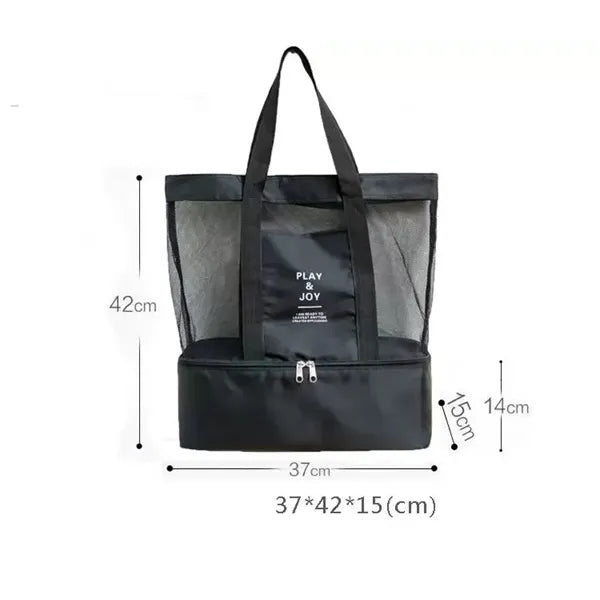 Detachable Mesh Beach Tote Bags with Cooler Compartment