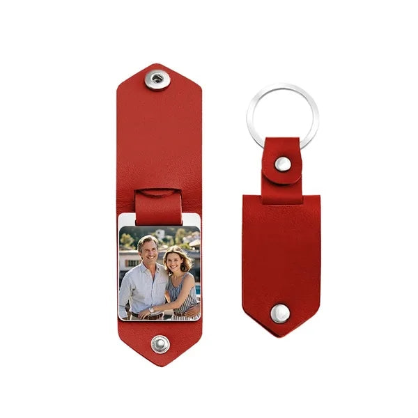 Compact Aluminium PU Leather Keychain