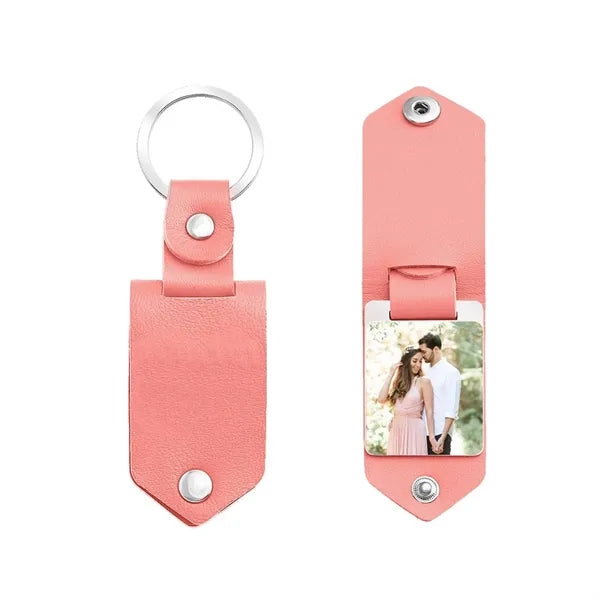 Compact Aluminium PU Leather Keychain