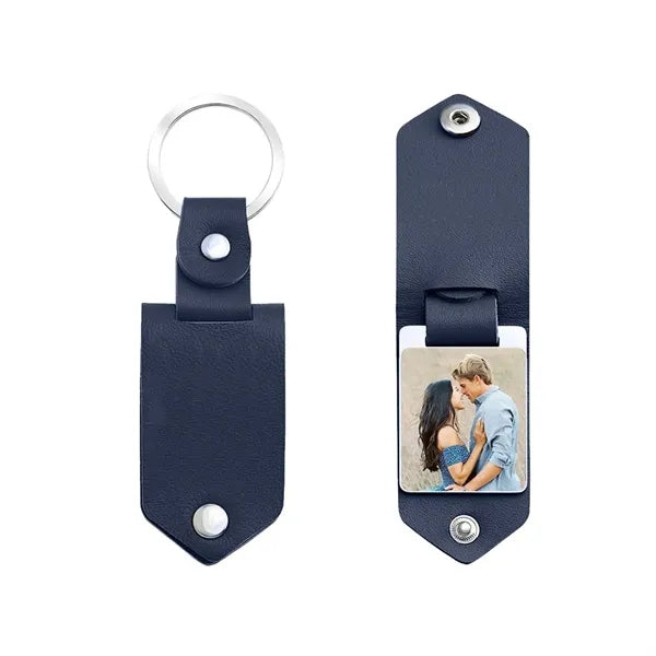 Compact Aluminium PU Leather Keychain