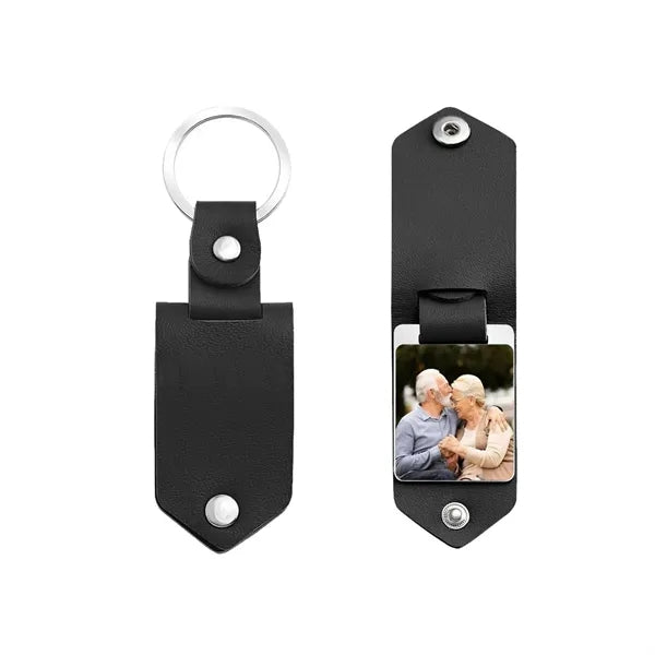 Compact Aluminium PU Leather Keychain