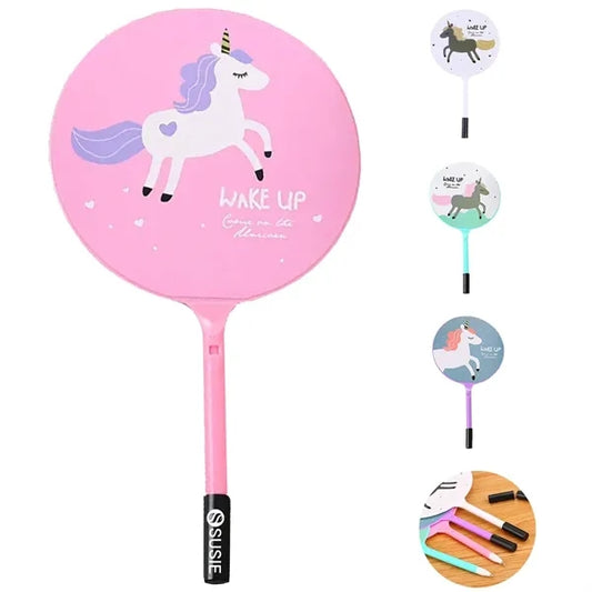 Multifunctional Plastic Handheld Unicorn Fan w/Ballpoint Pen