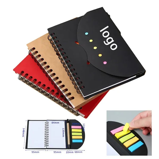 Eco Spiral Notebook With Sticky Flags & Pen