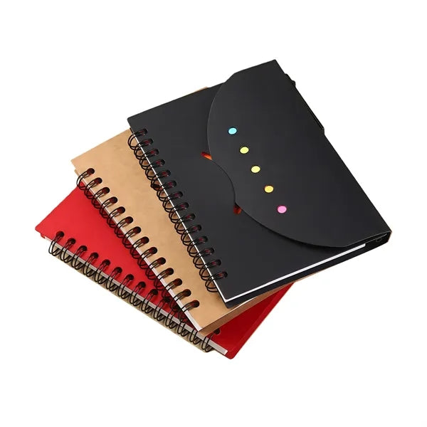 Eco Spiral Notebook With Sticky Flags & Pen