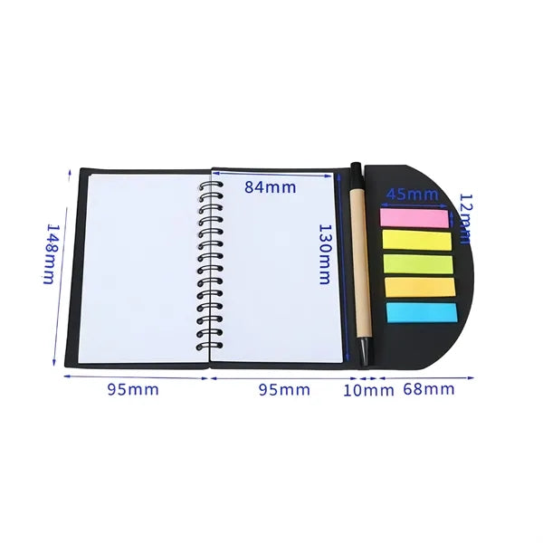 Eco Spiral Notebook With Sticky Flags & Pen