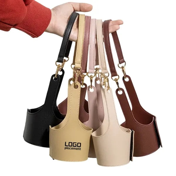 Premium PU Leather Portable Beverage Cup Sleeve