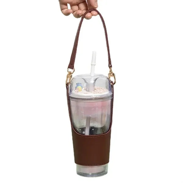 Premium PU Leather Portable Beverage Cup Sleeve