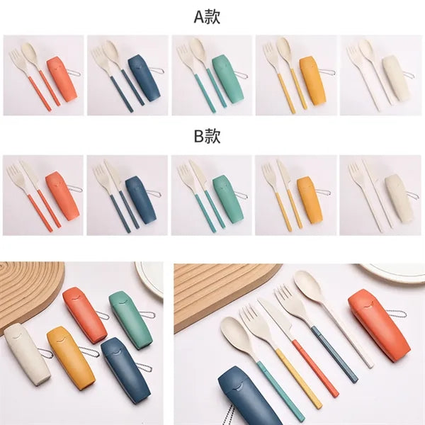 Eco-Friendly Wheat Straw Portable Travel Utensil Set