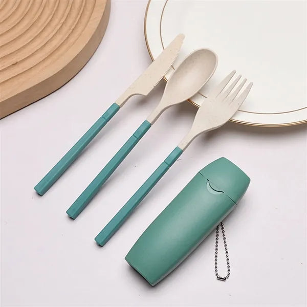 Eco-Friendly Wheat Straw Portable Travel Utensil Set
