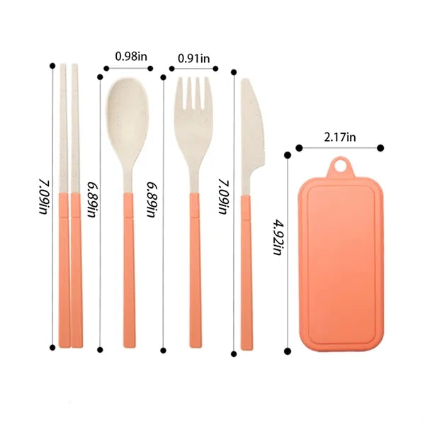 Eco-Friendly Wheat Straw Portable Travel Utensil Set
