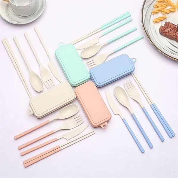 Eco-Friendly Wheat Straw Portable Travel Utensil Set
