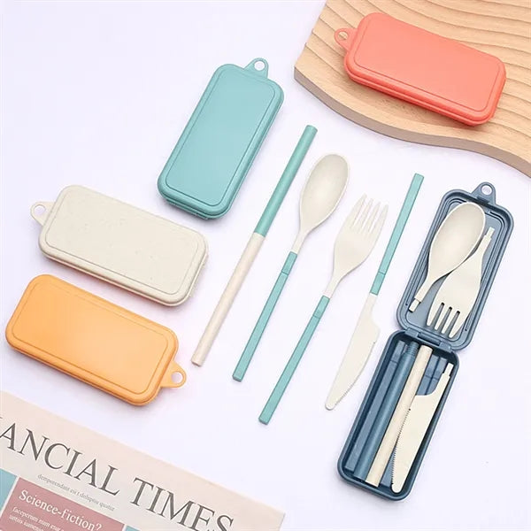 Eco-Friendly Wheat Straw Portable Travel Utensil Set