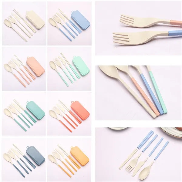 Eco-Friendly Wheat Straw Portable Travel Utensil Set