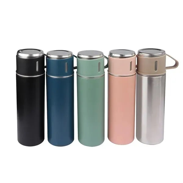 17Oz Vacuum Insulated Thermo Water Bottle with 3 Mug Lids