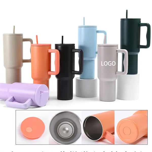 40 oz Portable Handle 304 Stainless Steel Straw Tumbler
