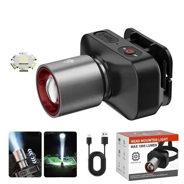 Rechargeable Adjustable Zoom LED Headlamp